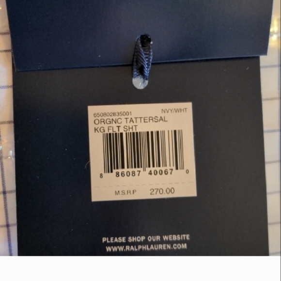 Ralph Lauren Home Blue Tattersall Check Sheets - Picture 3 of 9